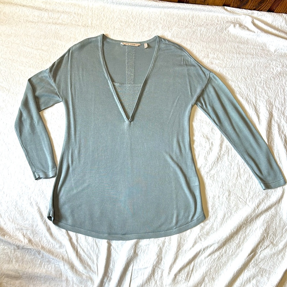 Soft Surroundings Pale Teal & Silver Tunic, Size Small, EUC, Drop Shoulders - Picture 9 of 13